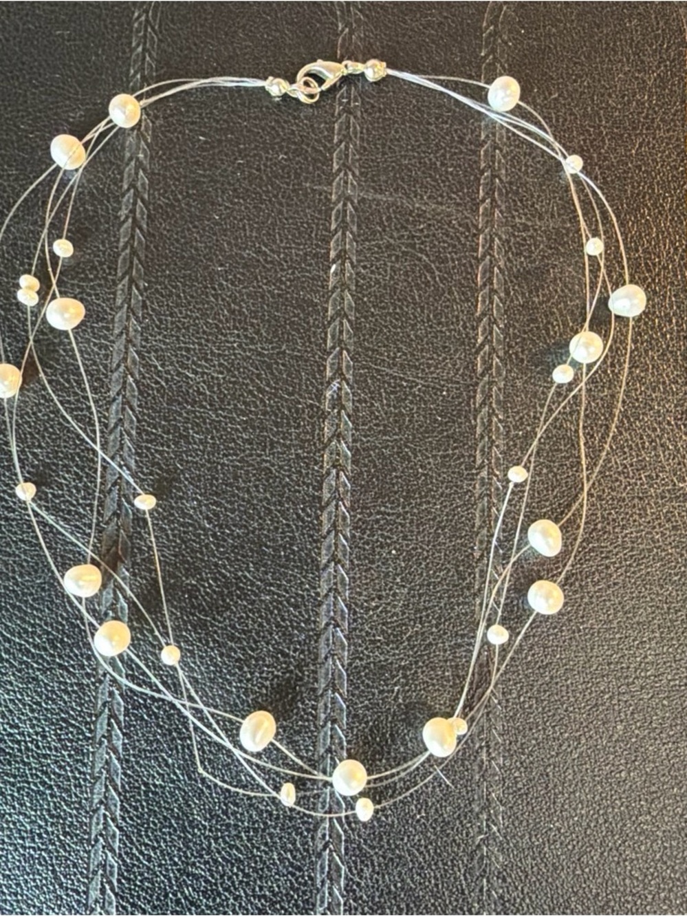 Delicate Floating Pearl Choker Necklace - White Pearls